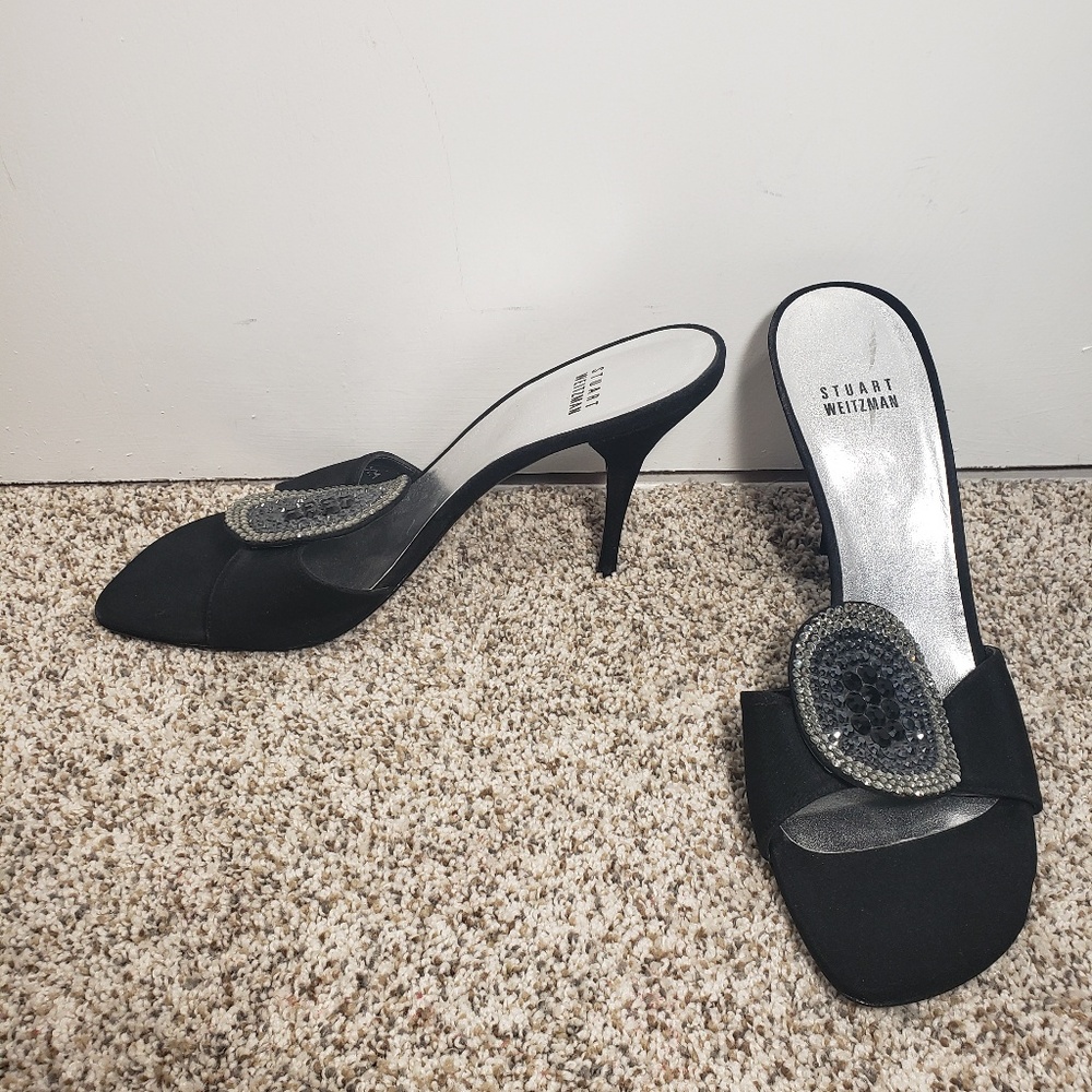 Stuart Weitzman Rhinestone Slip On Heels